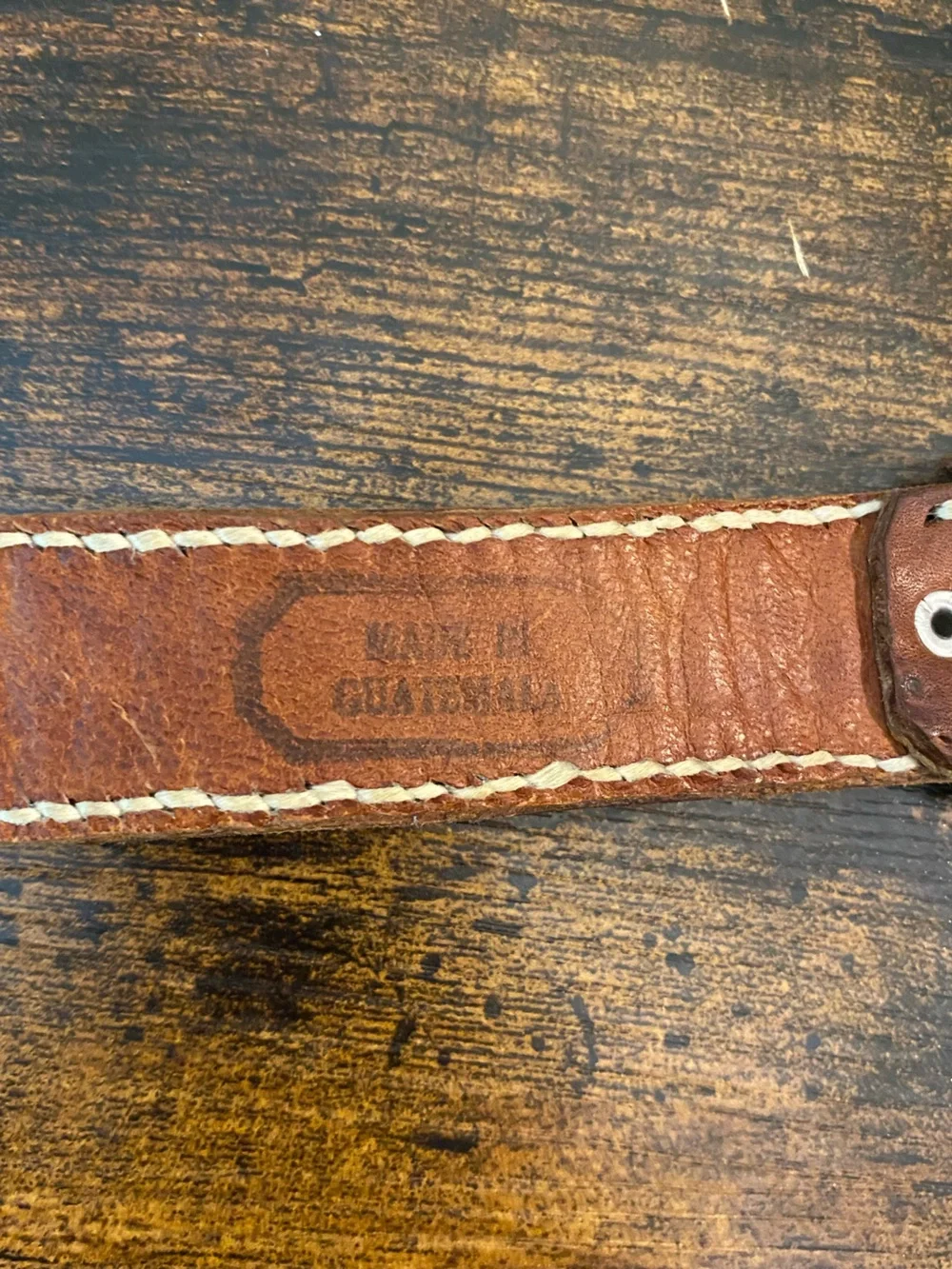 Guatemala Made Men's Brown Leather Belt with Contrast Stitching and Colors